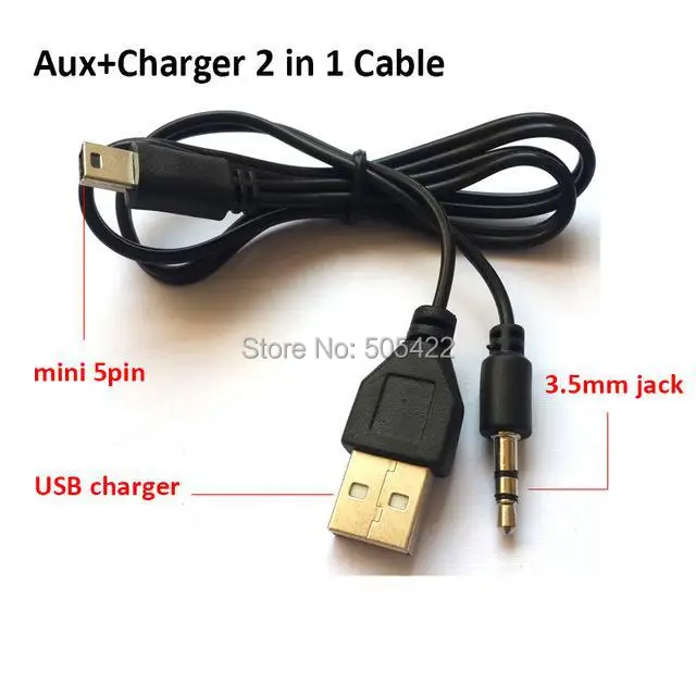 30 шт./лот 3.5 мм AUX аудио mini-usb кабель адаптер Зарядное устройство для ihome мини Динамик