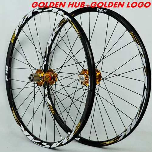 26 golden hub golden Pasak 26 дюймов 27,5 дюймов 29 дюймовые велосипедные колеса дисковый тормоз передний 2 задний 4 подшипник MTB горные колеса - Цвет: 26 golden hub golden