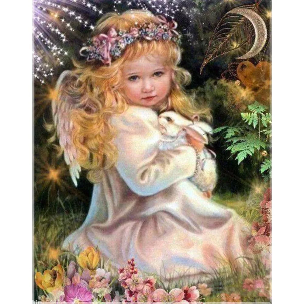 

3D Full Resin Square Diamond Painting 5D Diamond embroidery Religion angel girl Needlework Mosaic Cross Stitch Home Decoration