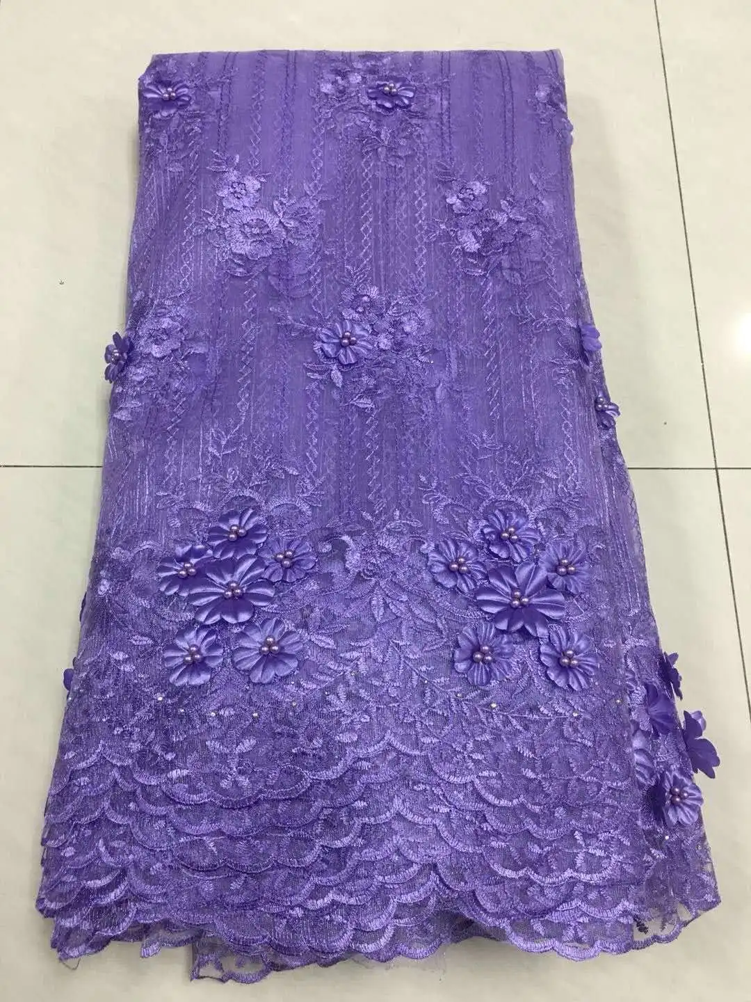 Серая вышитая Тюлевая кружевная ткань французская с аппликацией для свадьбы