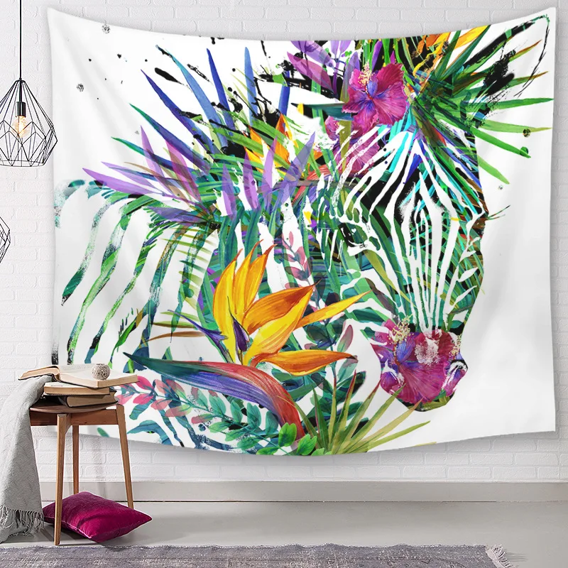 Colorful Zebra Painting Wall Hanging Hippie Tapestry Watercolor Living Room Decoration Carpets Camping Pad Beach Towel G110 | Дом и сад