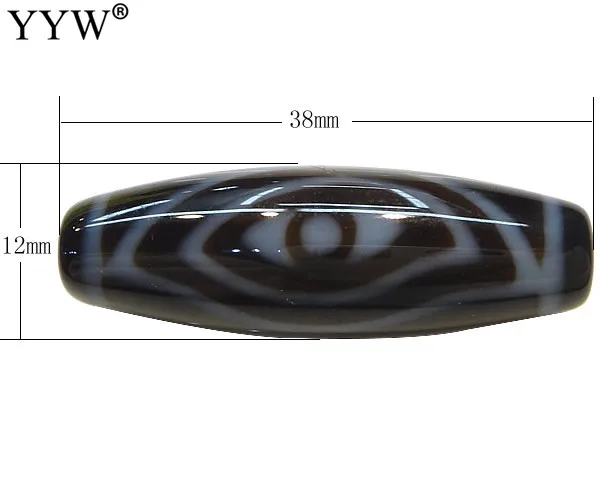 Натуральные тибетские бусины дзи Овальные двухцветные с Фениксом 38x12x2 50 мм