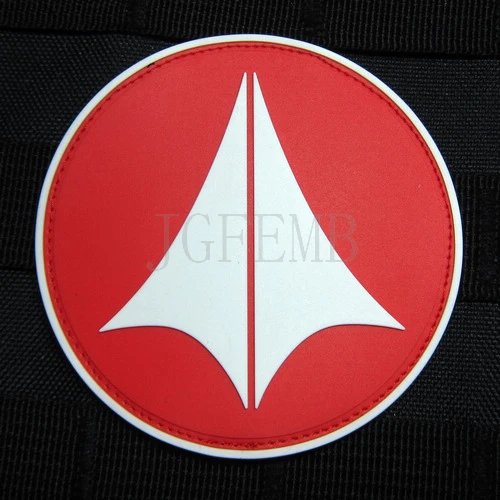 Светящийся красный Robotech Macross U. N. SPACY 3D ПВХ патч PB458