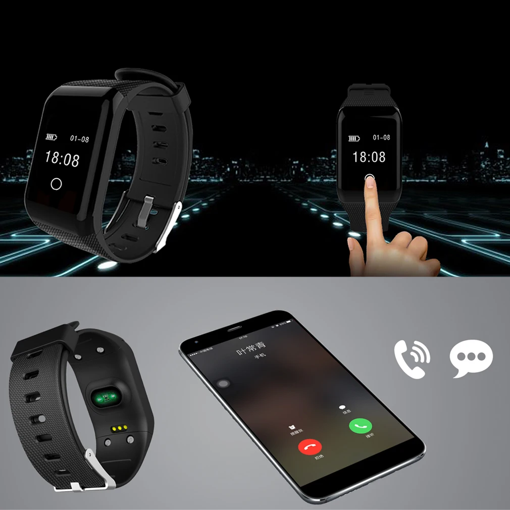 Интеллектуальный сердечного ритма движение шаг трекер Bluetooth Smart Браслет вызова