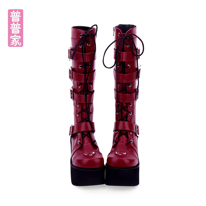 Милые ботинки принцессы в стиле панк готические толстая основа супер высокие с