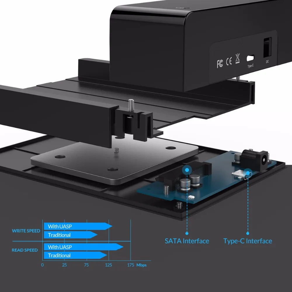 Док станция ORICO 6518C3 2 5/3 5 дюйма с портом USB 3 1 type C адаптер питания 12 В (без жесткого
