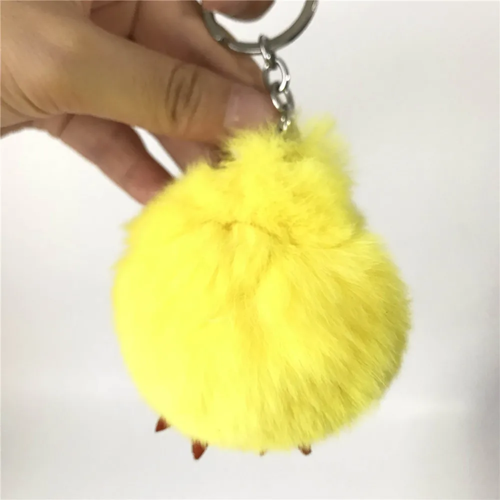 Magicfur - 1PC Real Rex Rabbit Fur Yellow Chick Duck Charm Keychain Handbag Key Ring Purse Keyring Pendant Accessories | Украшения и