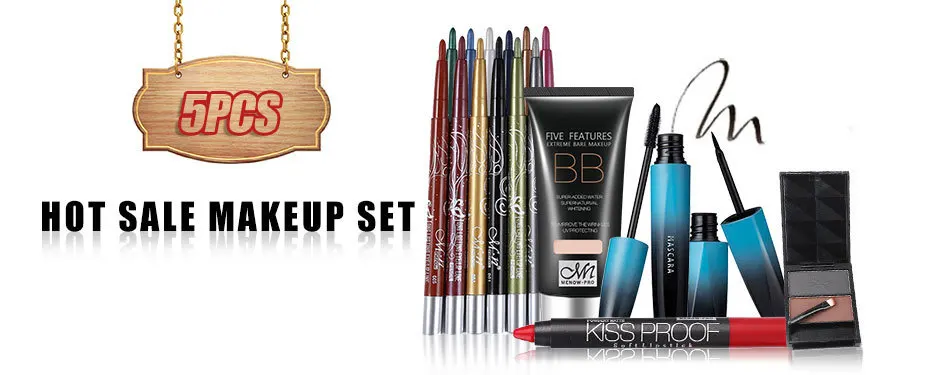 Menow бренд Make Up Set Тушь для ресниц и Подводка для глаз& CC крем и Блеск для губ и бровей value pack Лидер продаж Косметическая комбинация 5313