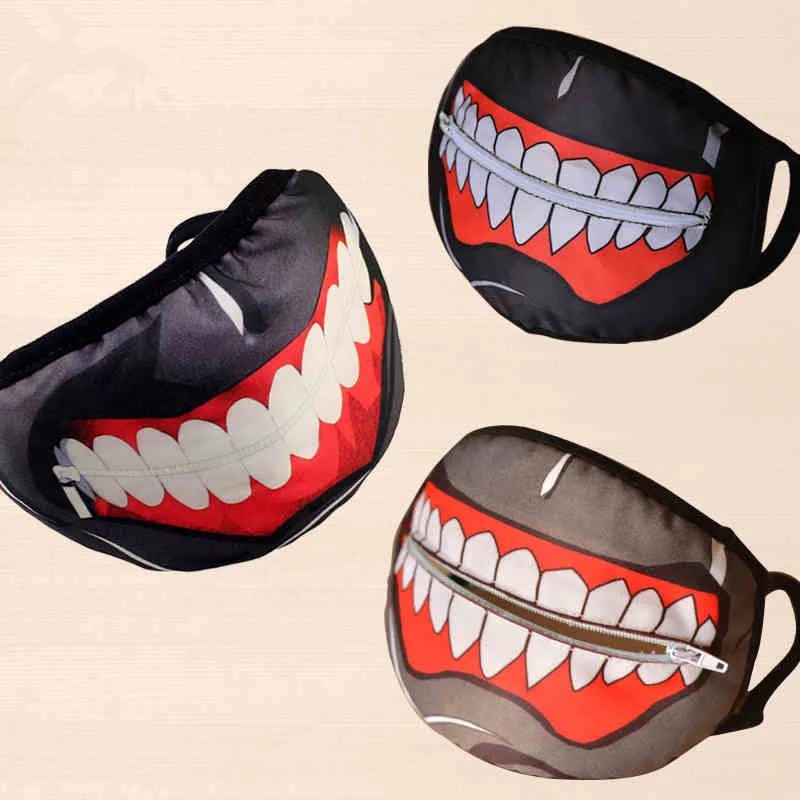 Маска Kaneki с рисунком из мультфильма «Токийский Гуль», маска из хлопка, не из искусственной кожи, на молнии, Пыленепроницаемая, крутая маска, Блиндер, аниме, косплей, вечерние