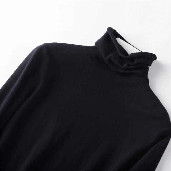 Женский свитер, Осень-зима, женский свитер с высоким воротом, женские свитера, вязаный кашемировый свитер, пуловер размера плюс, Новые Топы - Цвет: black