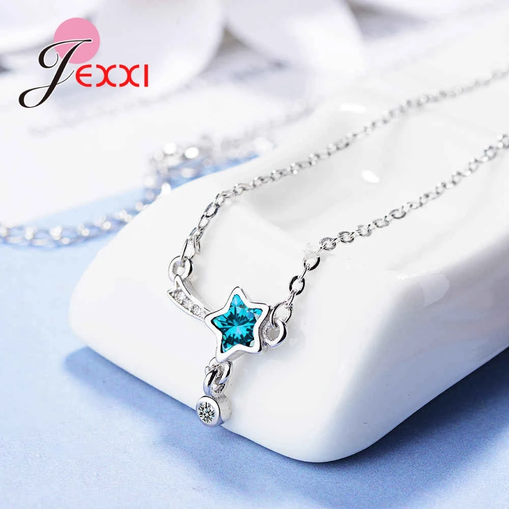 New Latest Star Stamp Shape Becklace For Women Girl Shiny AAA Cubic Zirconia 925 Sterling Silver Jewelry Promotion Wholesale | Украшения и
