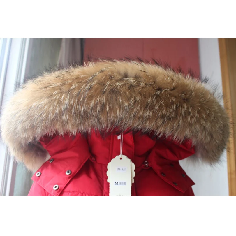 Высокое качество Большой Натуральный мех 2017 зимняя куртка Для женщин енота