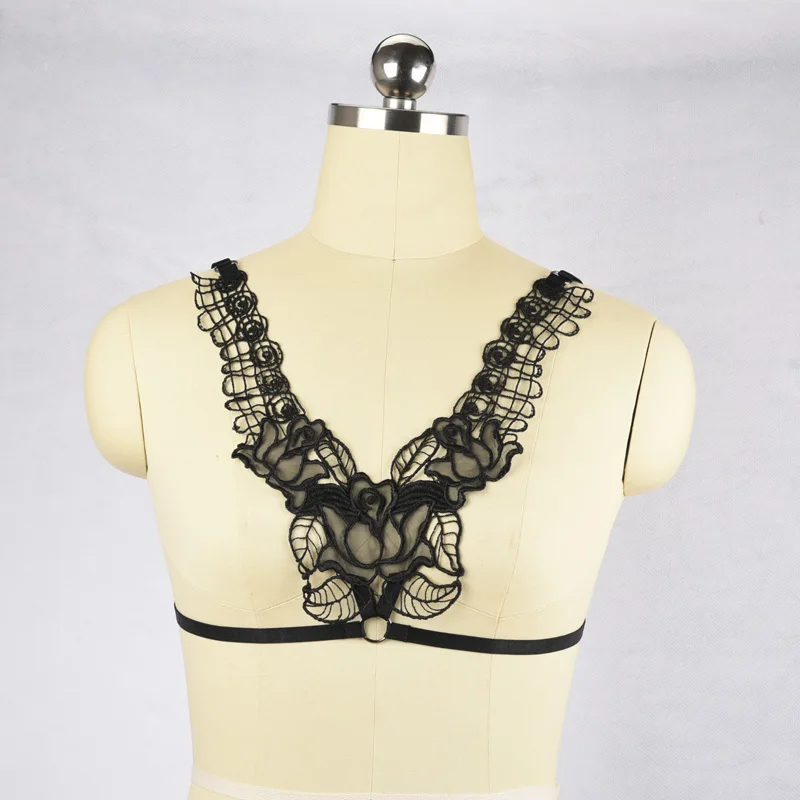 Сексуальный кружевной комплект белый/черный бюстгальтер с открытой грудью +