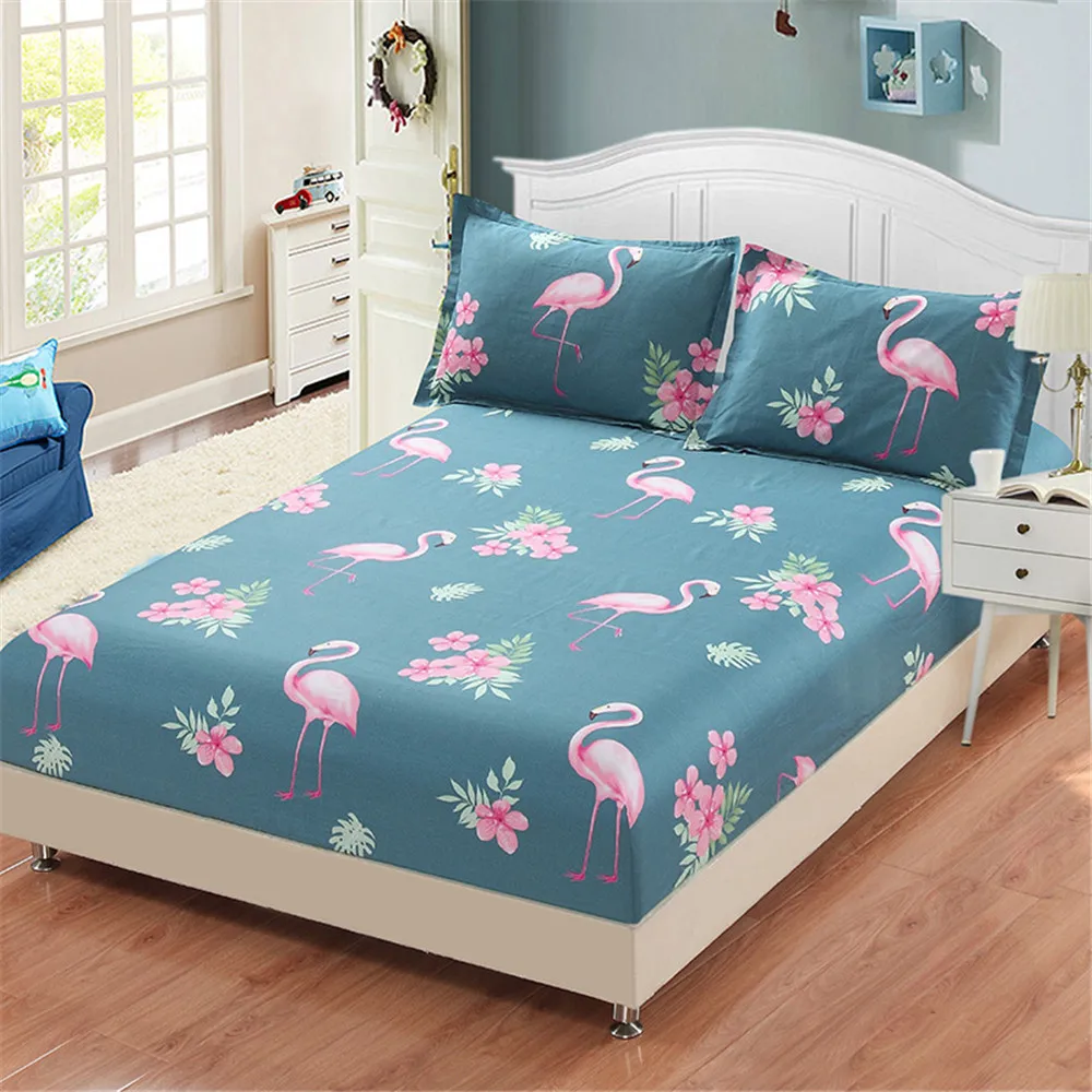Лидер продаж модная розовая простыня с изображением животных фламинго голубого