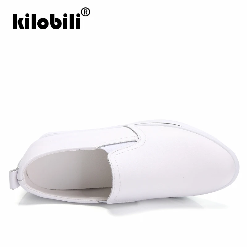 Kilobili/2019 г. весенние женские кроссовки на платформе обувь из натуральной кожи без