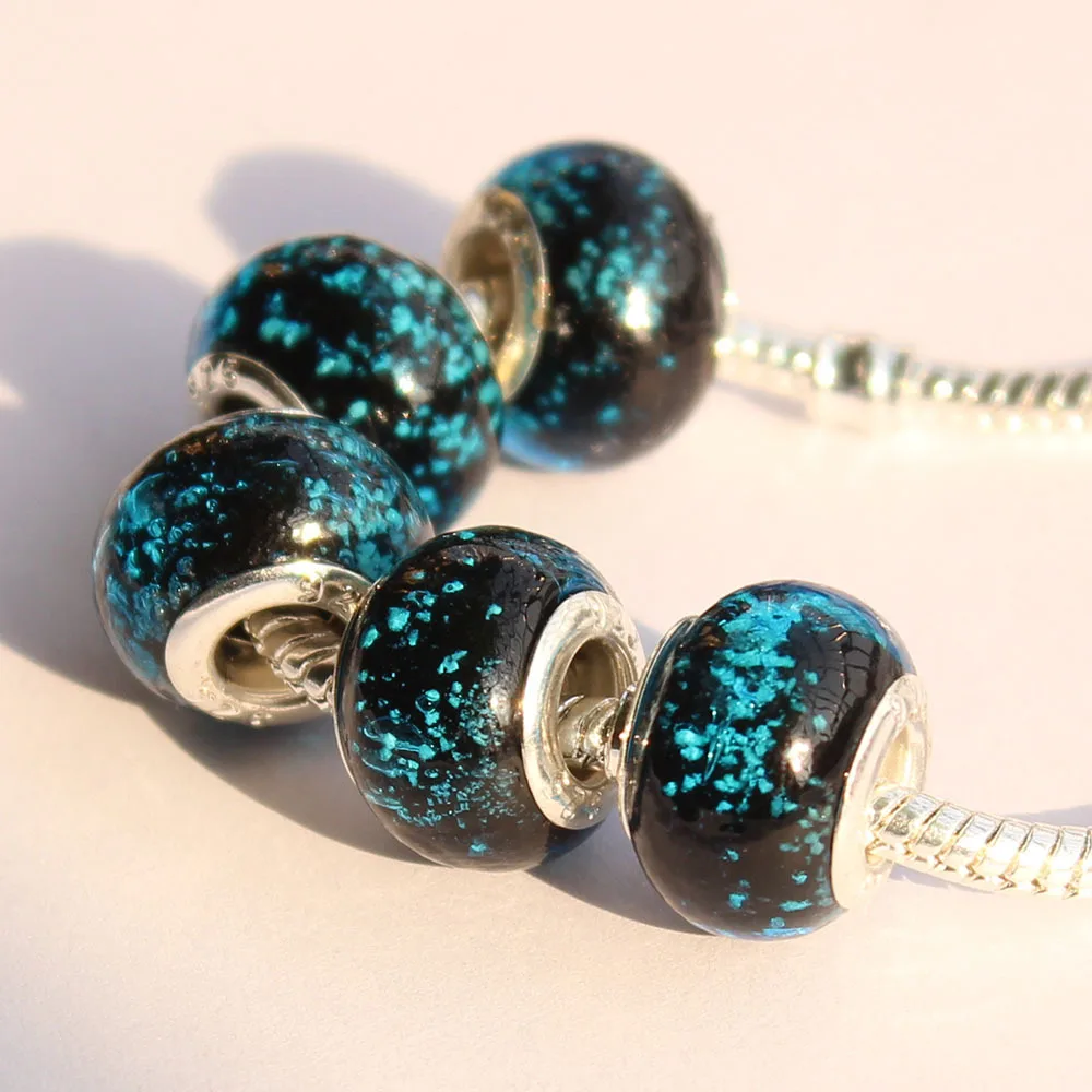 1pc DIY Jewelry accessories big hole beads blue coloured glaze apply to fit Pandora style charms bracelet-755 | Украшения и
