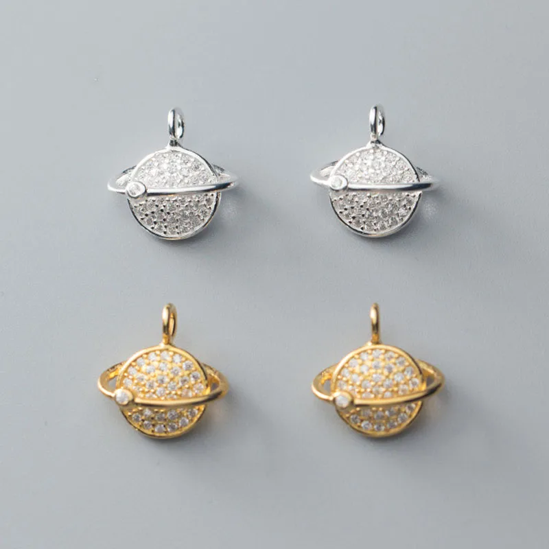 Подвеска планет из серебра 925 пробы с микрозакрепкой цирконием 13 мм маленькие