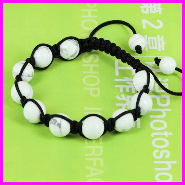 Fashion White Howlite Gems Stones Beads Macrame Bracelet Handmade Braiding Adjustable Bangle Unisex | Украшения и аксессуары