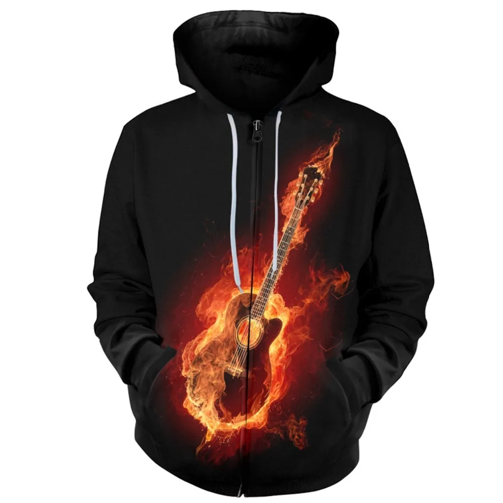 

Cloudstyle Hot Sales Men Zipper Hoodies 3D Print Guitar Men Zipper Hoodies Casual Men Zipper Hoodies Dropshipping Plus Size