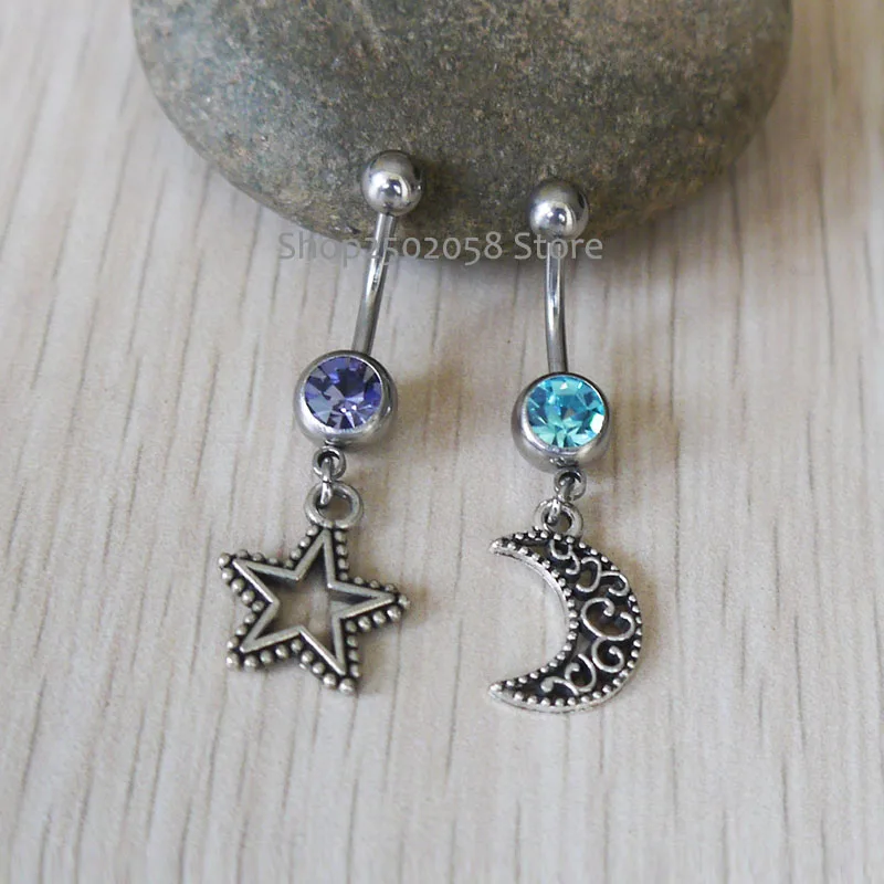 Новинка кольцо для пупка со звездами пирсинг в виде Луны военное ювелирные