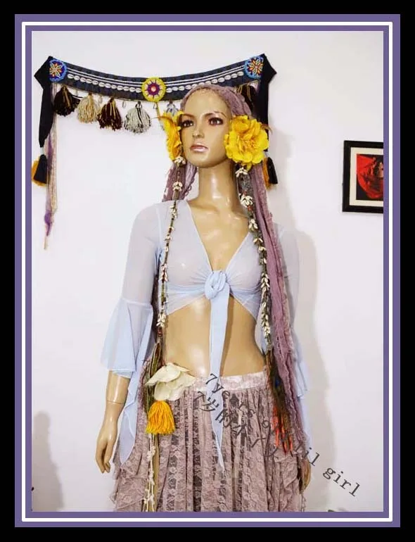

Belly Dance Top Transparent Thin 7 Flare Blouse Top CE82