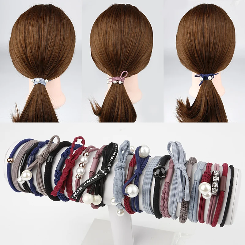 Эластичные резинки для волос с жемчужинами аксессуары бантиком 24 шт./корсаж