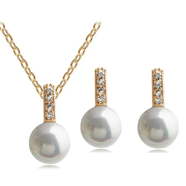Ожерелье и серьги с круглым жемчугом|necklace earrings jewelry set|fashion setjewelry sets |