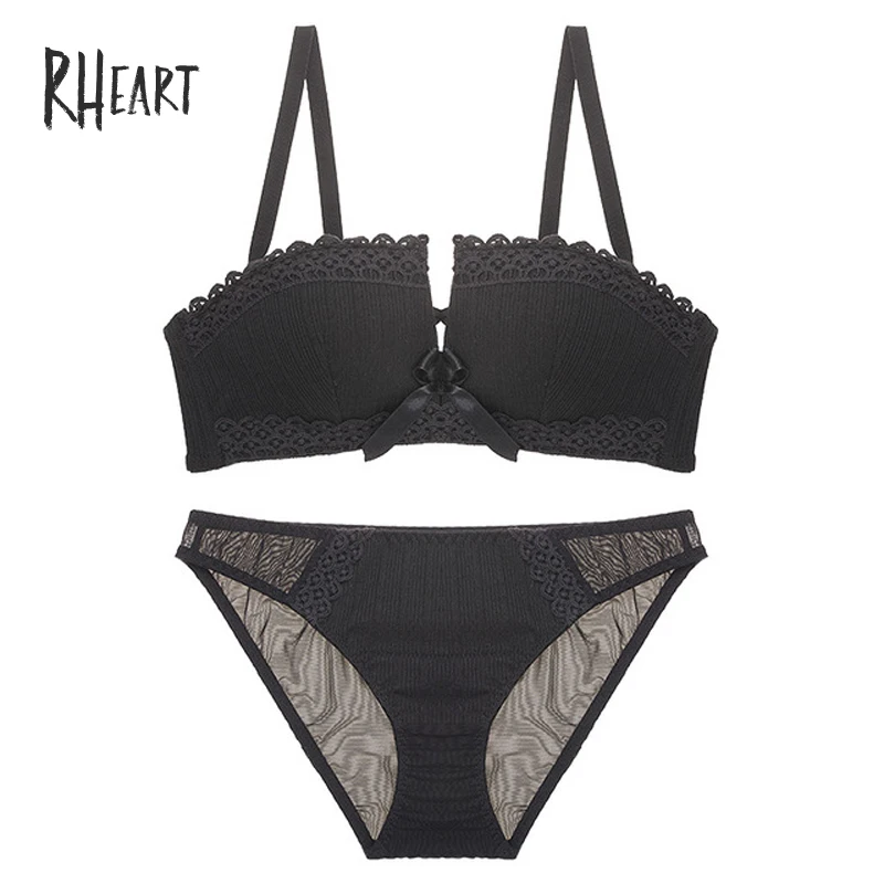 Roseheart Новый женский модный набор бюстгальтеров с синей отделкой и рюшами