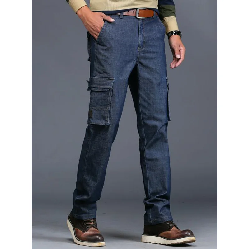 

New High quality Autumn and winter man Jeans Men Pants straight Cotton Male Denim Brand Jeans More pocket overalls