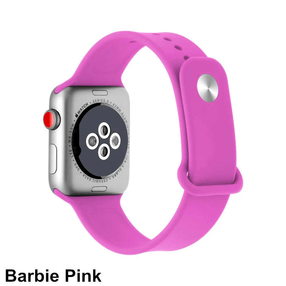 barbie-pink Ремешок для iWatch 38 мм 4 44 мм серия 4 3 2 1 ремешок силиконовый браслет для Apple Watch 42 мм 40 мм силиконовые женские ремни - Цвет ремешка: barbie-pink
