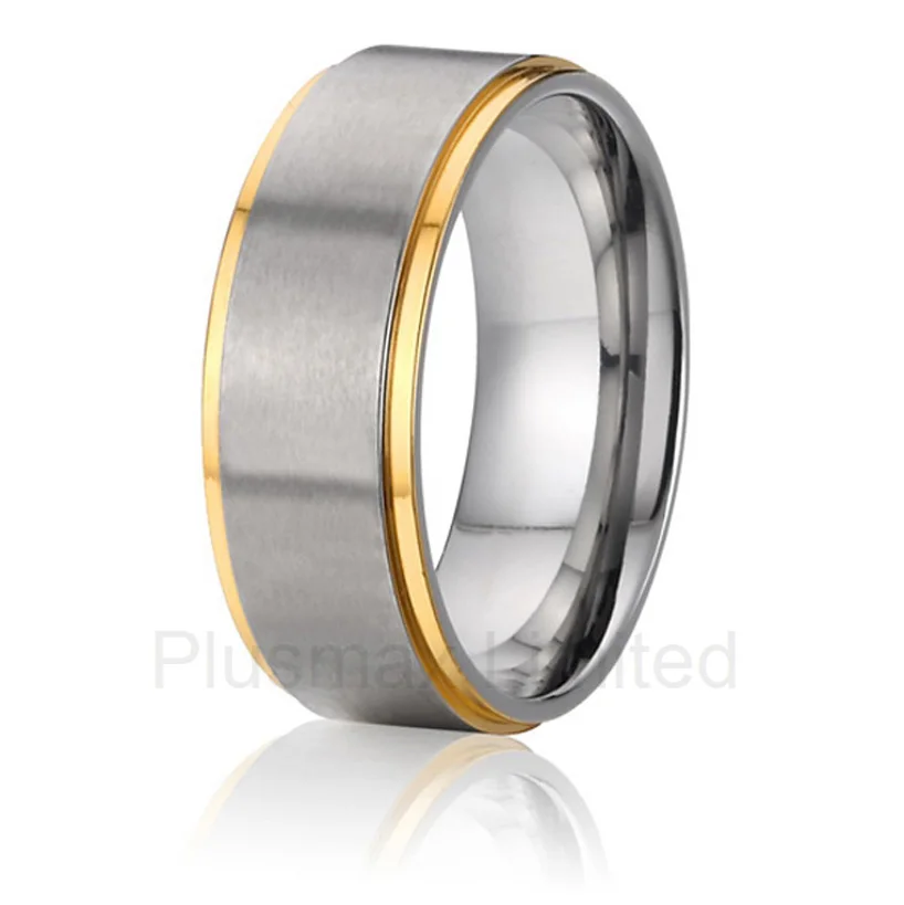 

custom size anniversary gift mens titanium rings fashion trend two color wedding band
