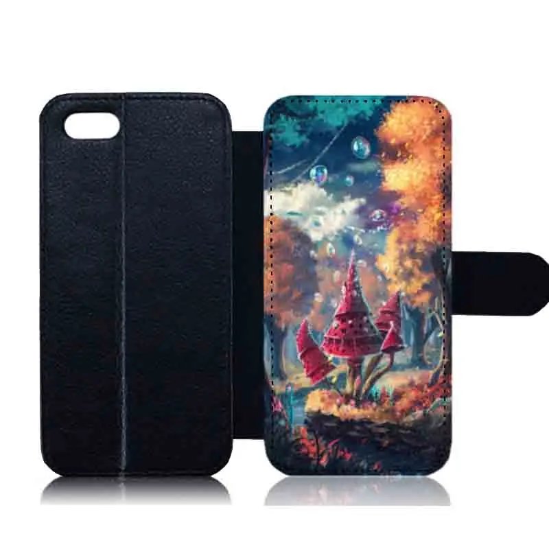 for iPhone 7 7Plus 8 8Plus Deadpool Spiderman Art Mushroom Bubble Paint Leather Flip Phone Case with Card Slot Wallet Cover | Мобильные
