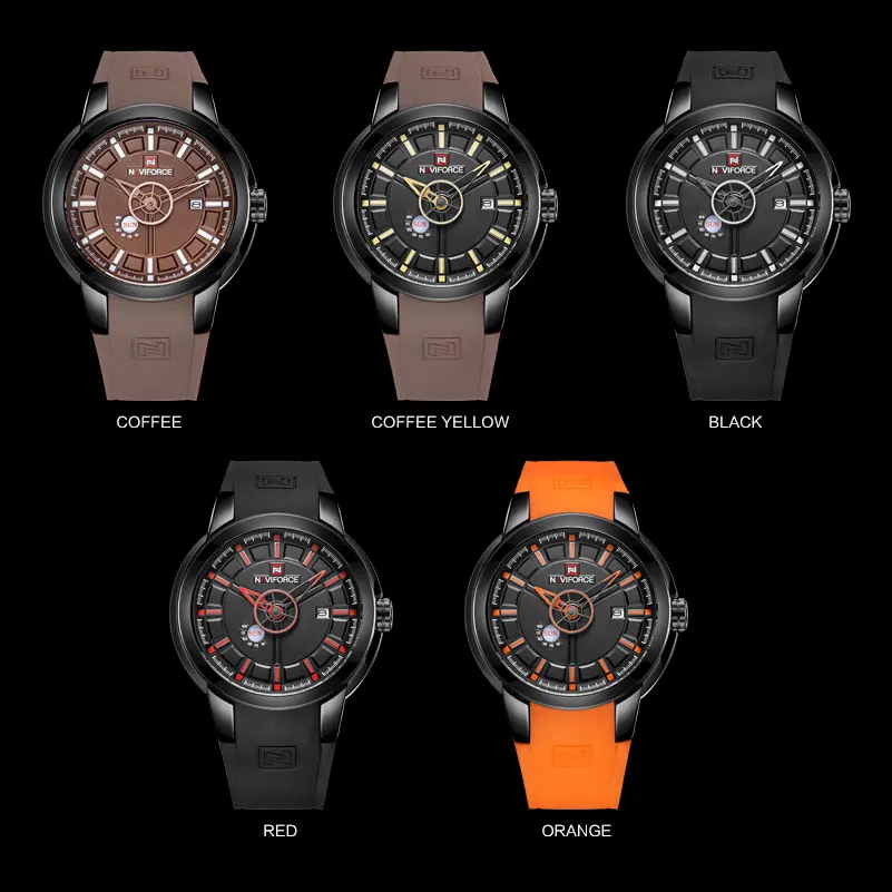 NAVIFORCE Брендовые мужские кварцевые часы водонепроницаемые спортивные на 30 м