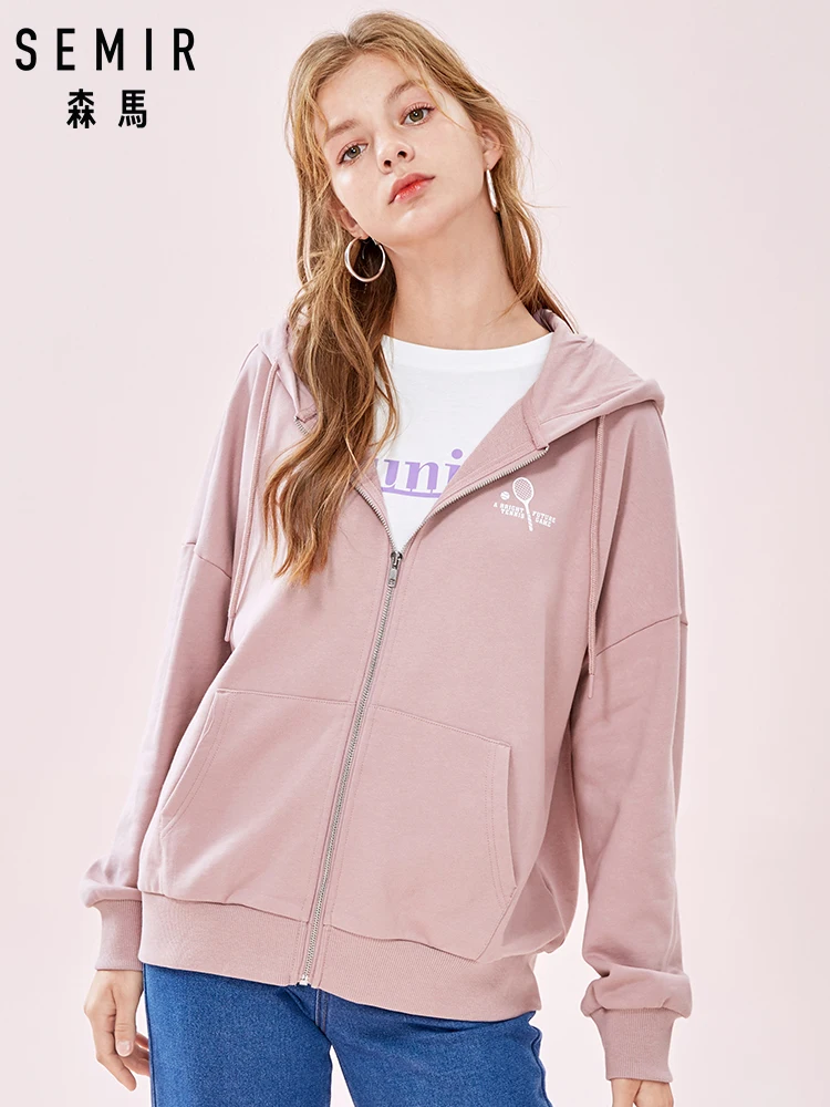 Женская куртка на молнии SEMIR из 100% хлопка с капюшоном и карманами подкладкой