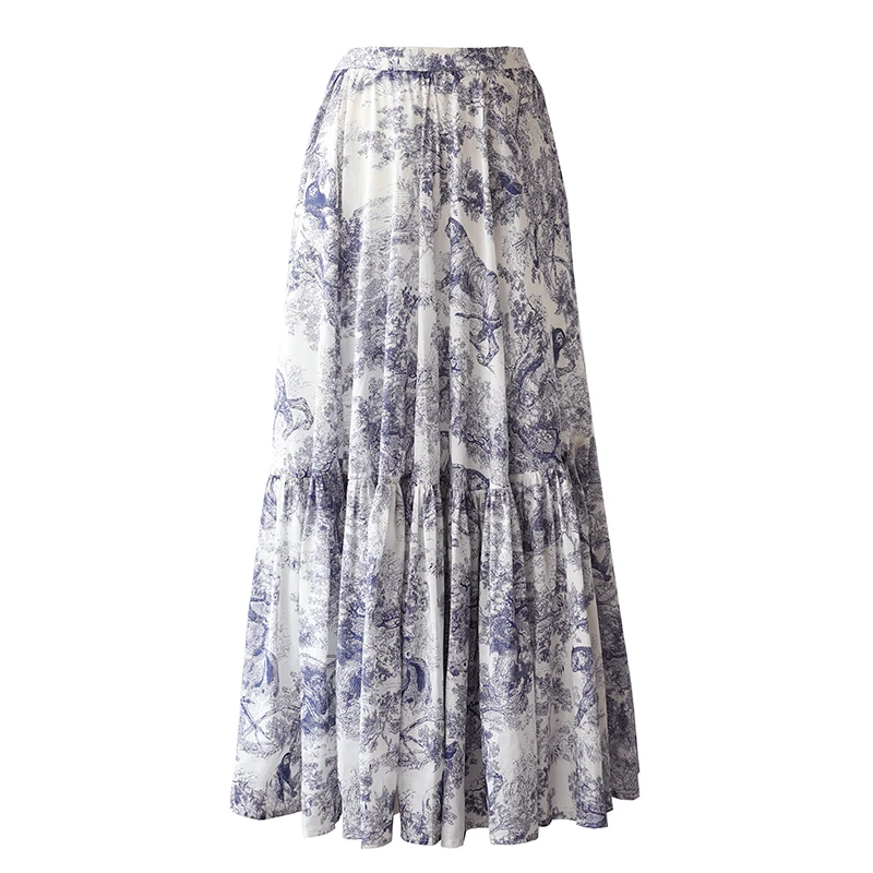 Женская длинная юбка в полоску с высокой талией элегантная плиссированная