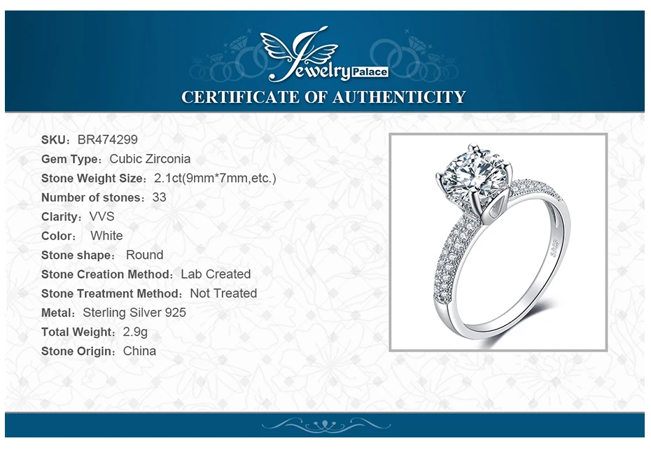 JewelryPalace Бесконечность навсегда любовь юбилей кубического циркония палец кольцо