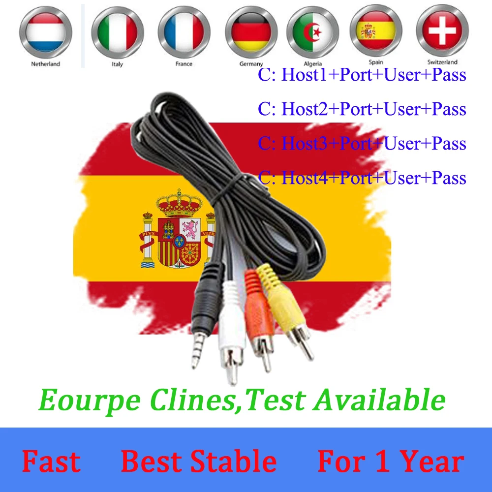 CCCAM España IPTV сервер 1 год CCCam Cline для года Испания Польша Португалия Германия