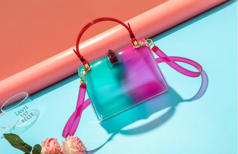 Sac прозрачный Femme Nouveau сумка через плечо прозрачная сумка желе маленькая сумка в форме раковины сумочка цвет столкновения сумки на плечо