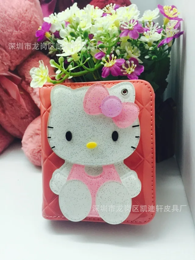 Доллар цена карман hello kitty кошельки короткие маленькие милые женские кожаные бумажники, Женский кошелек Carteira Feminina 45