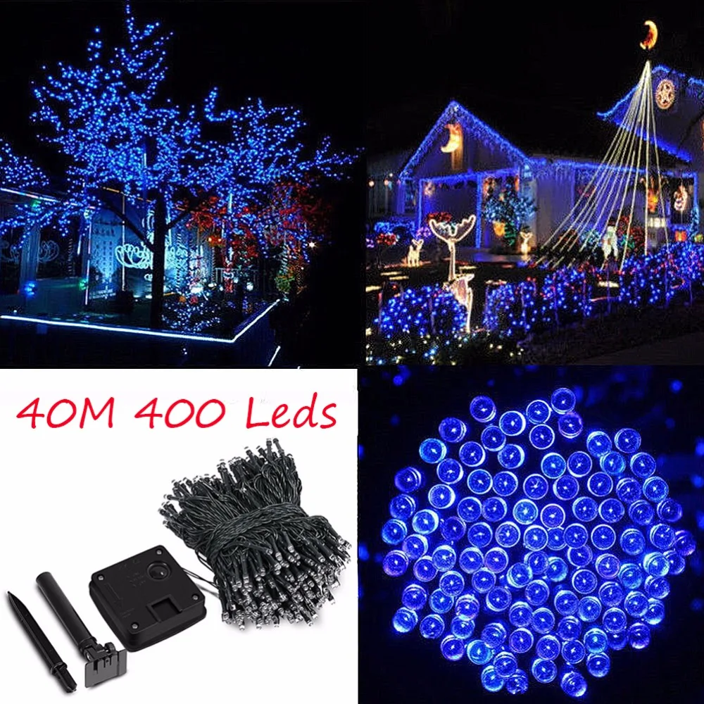 42 м 137.8Ft солнечные 400 светодиодный Сказочный струнный свет наружная гирлянда садовая РОЖДЕСТВЕНСКАЯ ЕЛКА СВАДЕБНЫЙ декоративный светильник для вечеринок