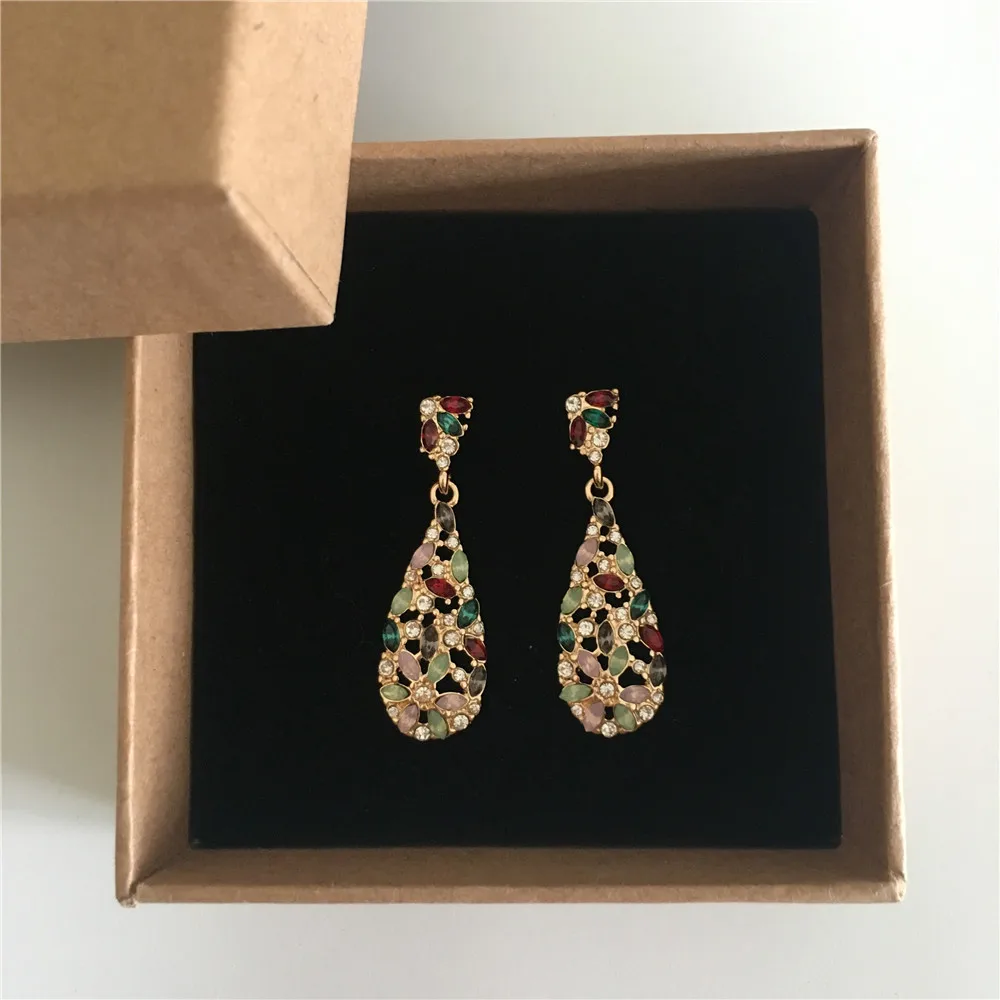 F/W новое поступление великолепные С Покрытием золотого цвета красочные каменная Подвеска Серьги-капли для женщин pendientes mujer moda драгоценные камни