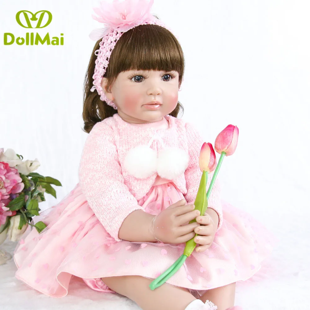 

DollMai Exquisite Baby reborn toddler girl princess doll 24" 60cm silicone vinyl reborn bebe dolls toys for children gift