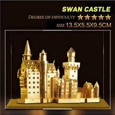 Swan Castle Да Piececool Нотр-Дам де Пари Сиднейский оперный дом Парижская башня светильник 3D металлическая сборка архитектурная модель пазл, детская игрушка - Цвет: Swan Castle