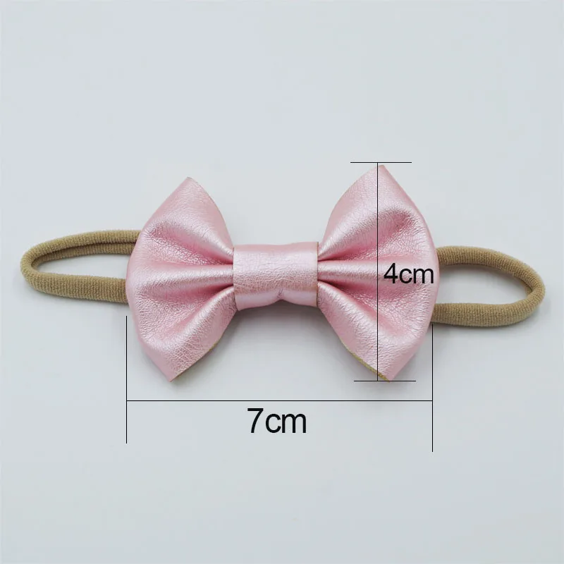 

Clearance Baby Girl Leather Bow Cute Nylon Headband Super Soft Elastic Stretch Head Band Kid Tiny Hair Bows Accessories New
