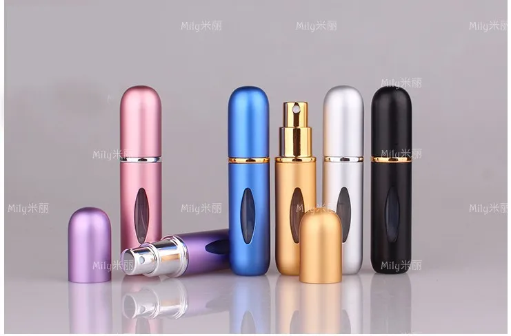

600pcs NEW Bottom Auto Metal 4ml window Travel Light Perfume Atomiser bottles, Mini Refillable Bottle Spray 6 colors