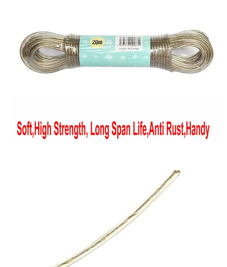 

Free Shipping 3.5MM*20M Transparent PVC Coated Steel Wire Rope,Clothes Hang Rope Line, Outdoor Wire Rope, Construction Wire Rope