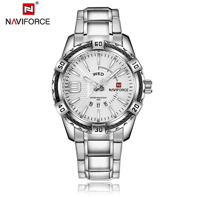 SW NAVIFORCE Роскошные Брендовые мужские Модные Спортивные кварцевые наручные часы военные полностью стальные водонепроницаемые часы с датой золотые часы Подарки для мужчин - Цвет: SW