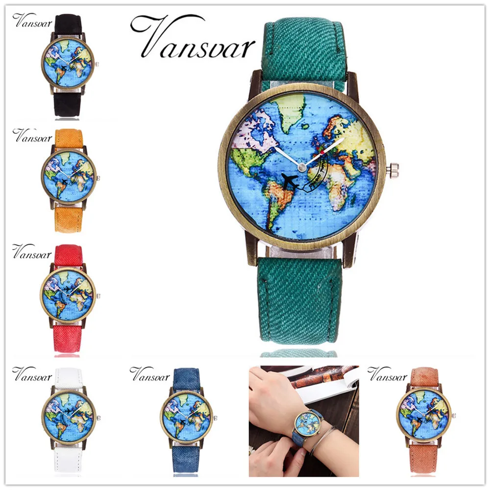 2019 модный бренд часы дамы новый глобальный путешествия самолет географические