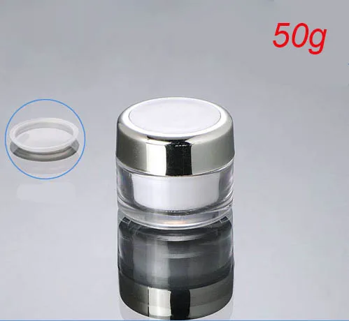 50G plastic cream jar with white top for eye cream , nail art pot essence gel moisturizer plastic jar, 50g cosmetic packing