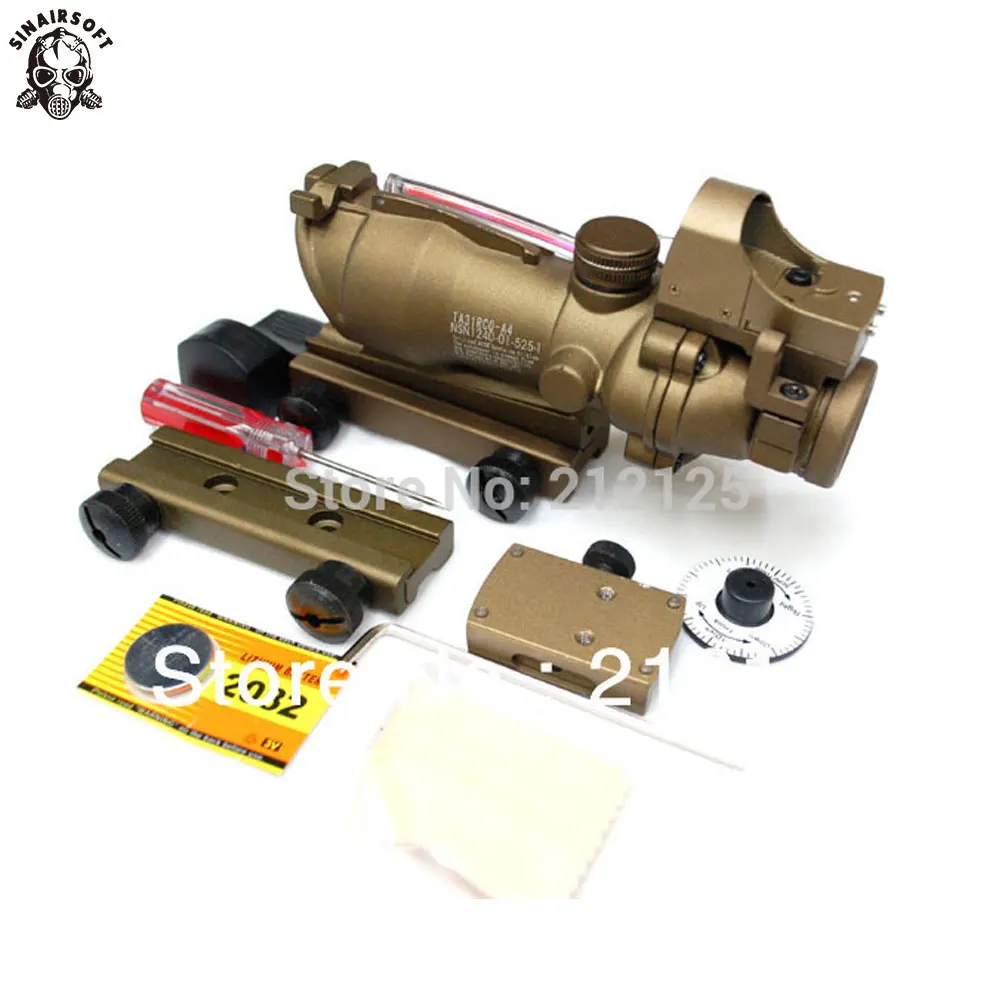 CB Новые тактические ACOG 4x32 оптический прицел Cahevron сетка волокно с Авто Яркость Мини Red Dot прицел охотничий оптический прицел - Цвет: CB